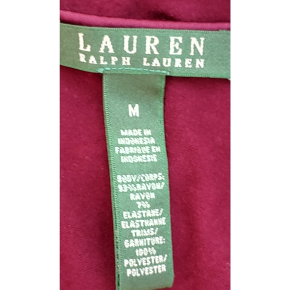 ✨Fabulous✨Lauren Ralph Lauren Ruffled Sleeveless Top Burgundy M - Picture 4 of 4